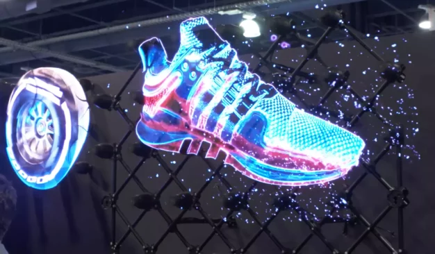 Holographic fan video of a athletic shoe